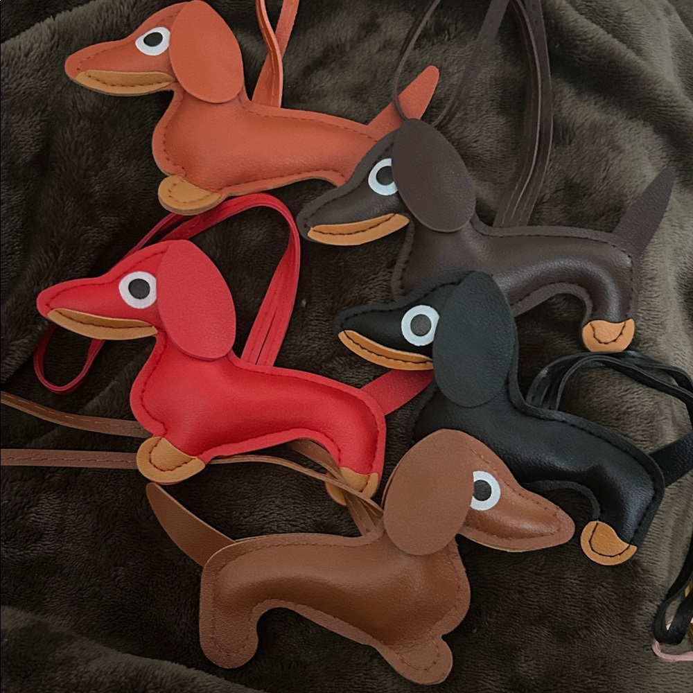 Colorful Dachshund Faux Leather Dog-Shaped Bag Charm - Picture 5 of 8